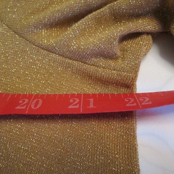 WIT & WISDOM Shimmery-Blouson-Sleeve Ruche Top-Toast-Large NWT - Picture 9 of 14